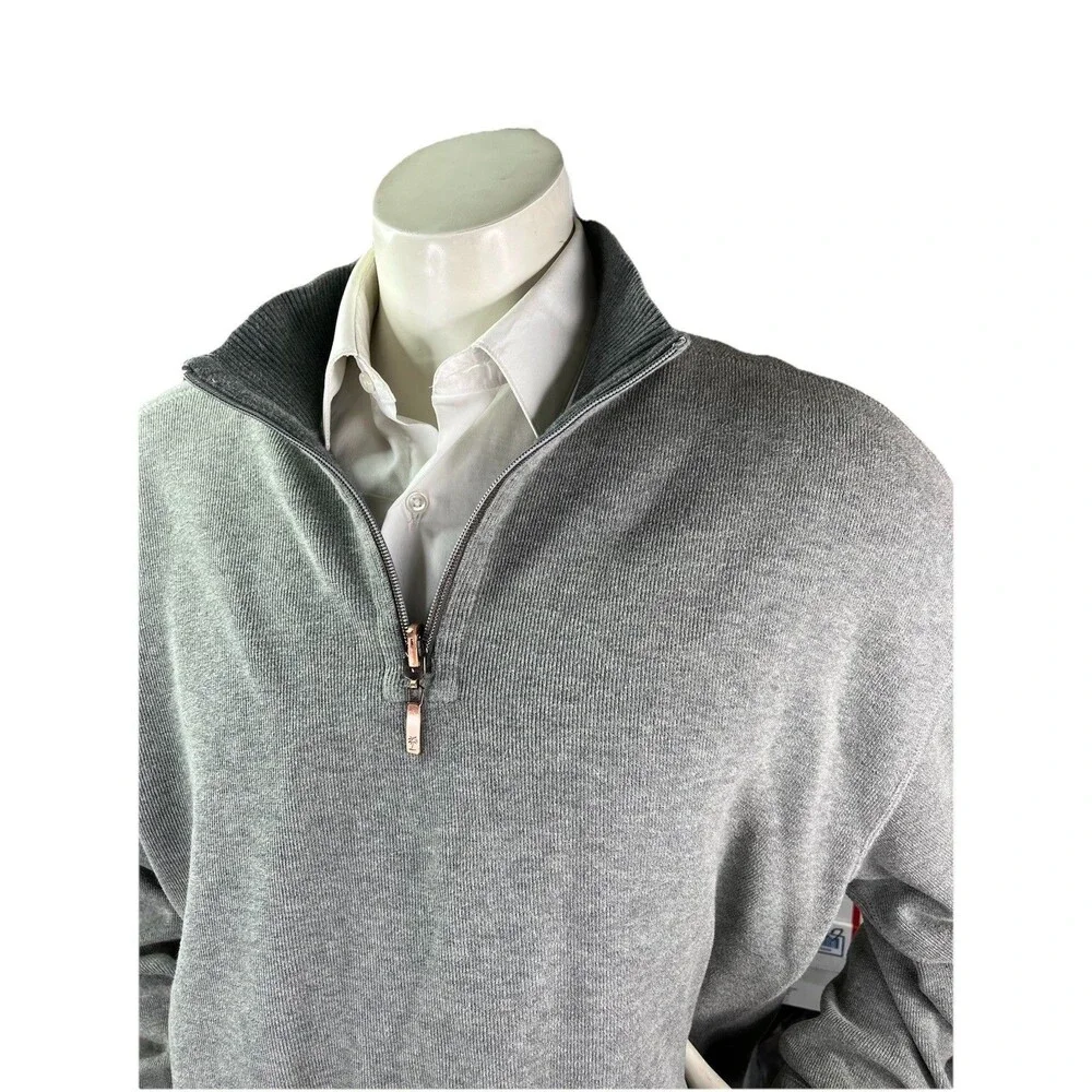 Tommy Bahama Sweater Mens 3XL Gray Long Sleeve 1/4 Zip Cotton Light Weight